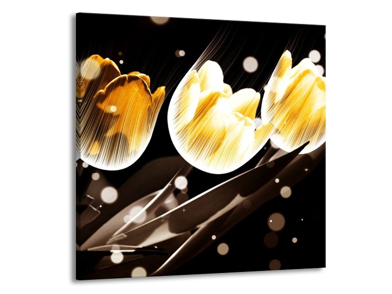Canvas schilderij Tulp | Geel, Zwart | 50x50cm 1Luik