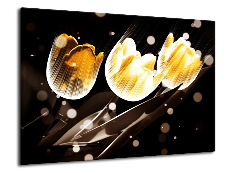 Canvas schilderij Tulp | Geel, Zwart | 70x50cm 1Luik