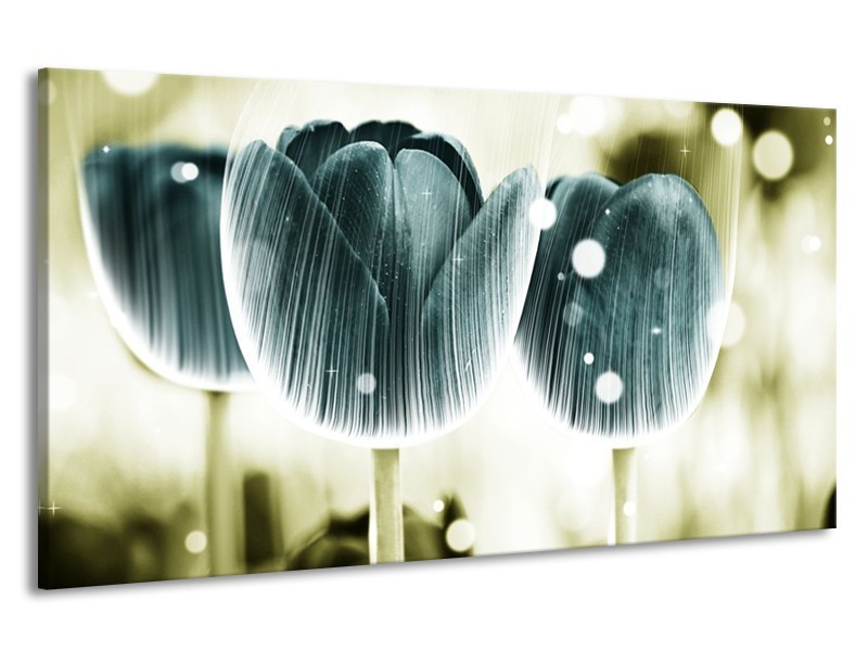 Canvas schilderij Tulp | Blauw, Wit | 190x100cm 1Luik