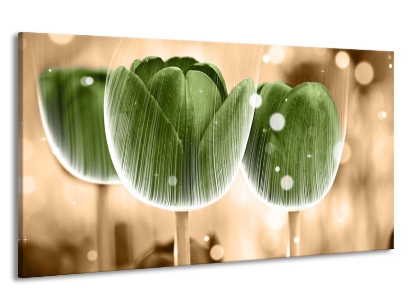 Canvas schilderij Tulp | Groen, Bruin | 190x100cm 1Luik