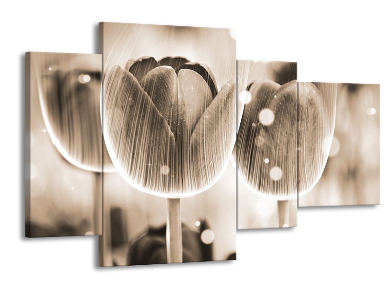 Glas schilderij Tulp | Grijs | 120x75cm 4Luik