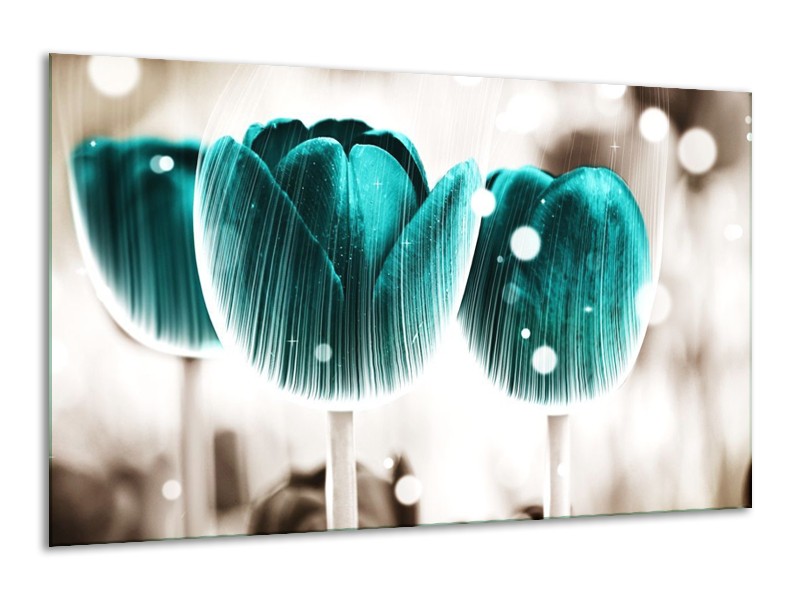 Canvas schilderij Tulp | Blauw, Wit | 120x70cm 1Luik