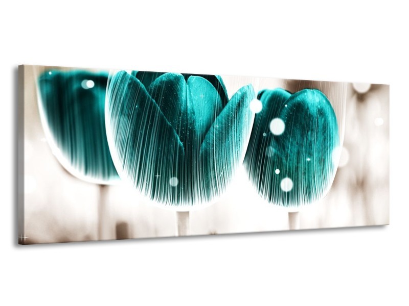 Canvas schilderij Tulp | Blauw, Wit | 145x58cm 1Luik