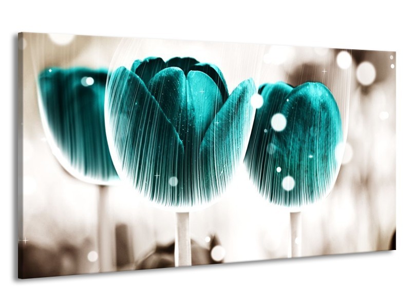 Canvas schilderij Tulp | Blauw, Wit | 190x100cm 1Luik