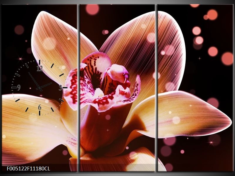 Klok schilderij Tulp | Geel, Zwart | 111x80cm 3Luik