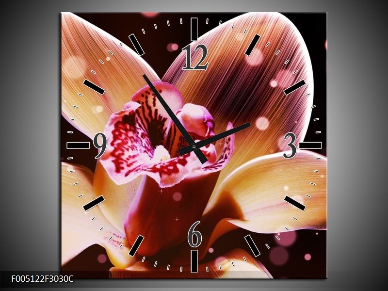 Klok schilderij Tulp | Geel, Zwart | 30x30cm 1Luik