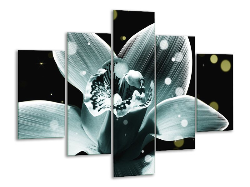 Canvas schilderij Iris | Blauw, Zwart | 100x70cm 5Luik