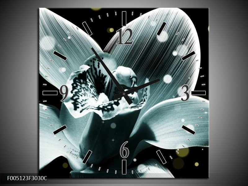 Klok schilderij Iris | Blauw, Zwart | 30x30cm 1Luik