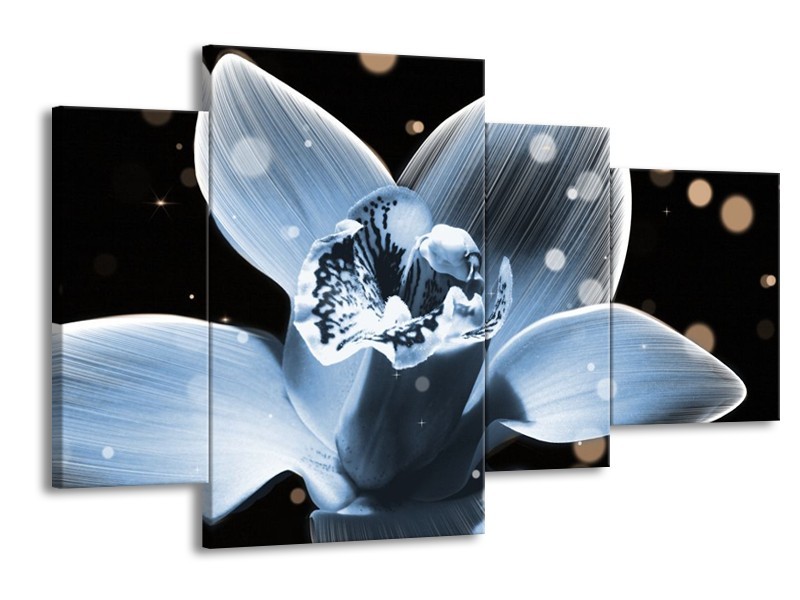Canvas schilderij Iris | Blauw, Zwart | 120x75cm 4Luik