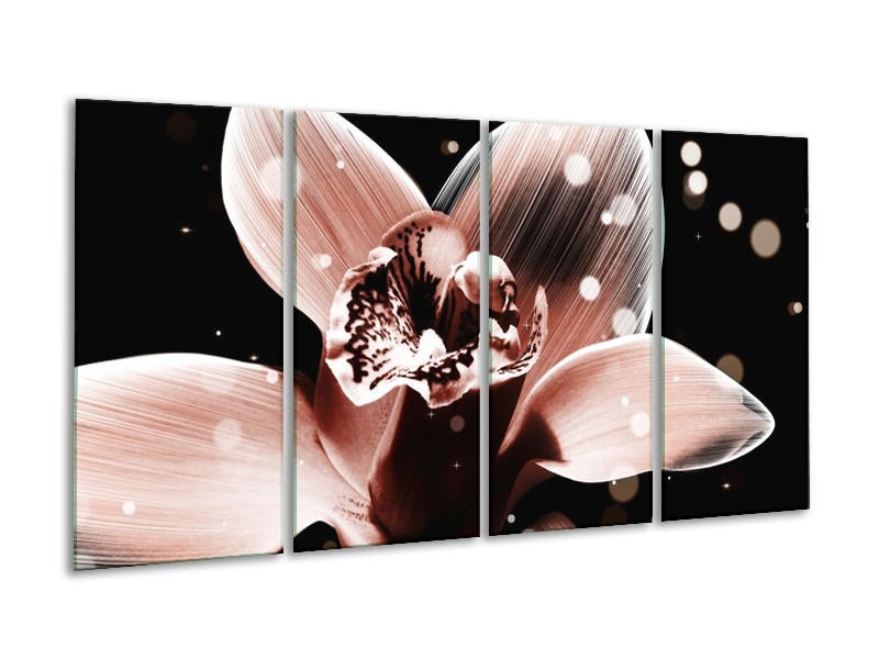 Canvas schilderij Iris | Bruin, Zwart | 160x80cm 4Luik