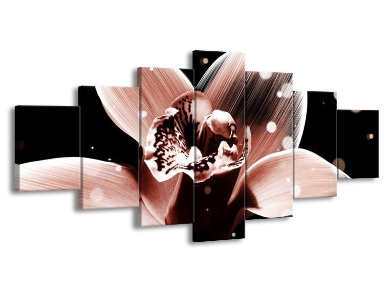 Canvas schilderij Iris | Bruin, Zwart | 210x100cm 7Luik