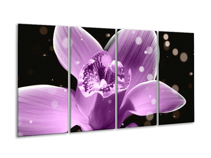 Canvas schilderij Iris | Paars, Zwart | 160x80cm 4Luik