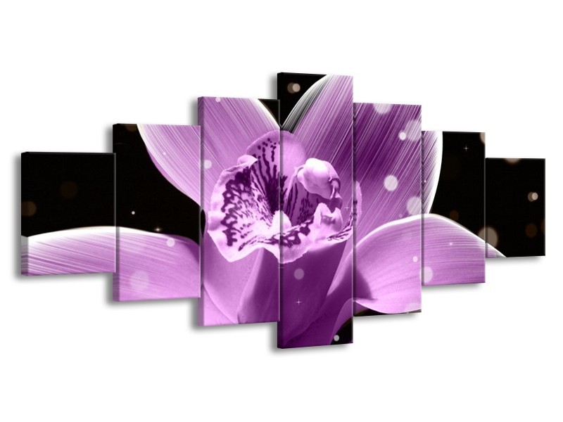 Canvas schilderij Iris | Paars, Zwart | 210x100cm 7Luik