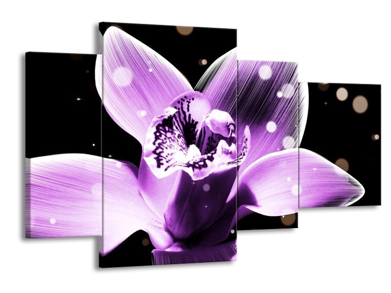Canvas schilderij Iris | Paars, Zwart | 120x75cm 4Luik