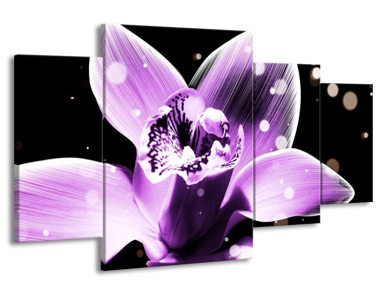 Canvas schilderij Iris | Paars, Zwart | 160x90cm 4Luik