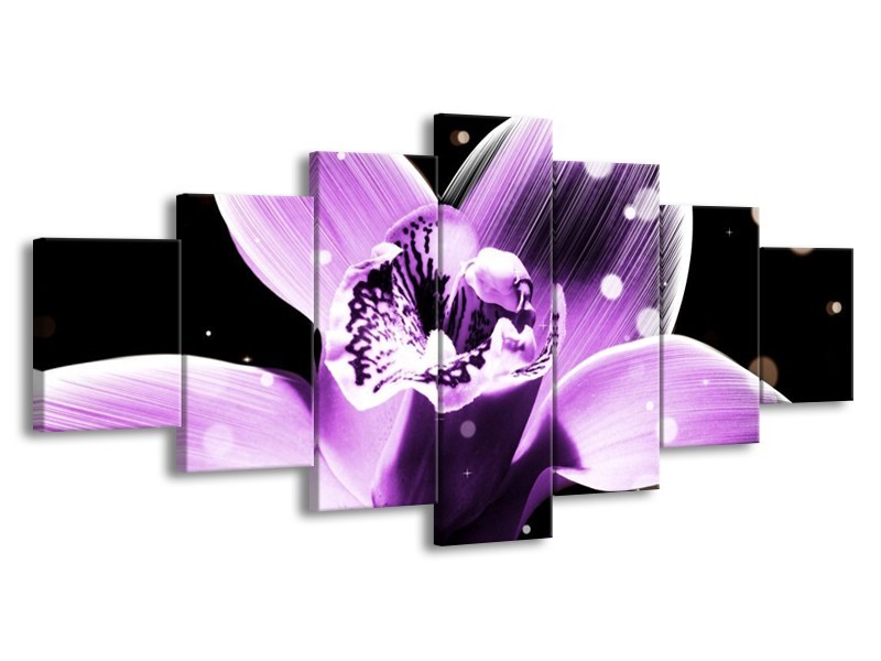 Canvas schilderij Iris | Paars, Zwart | 210x100cm 7Luik