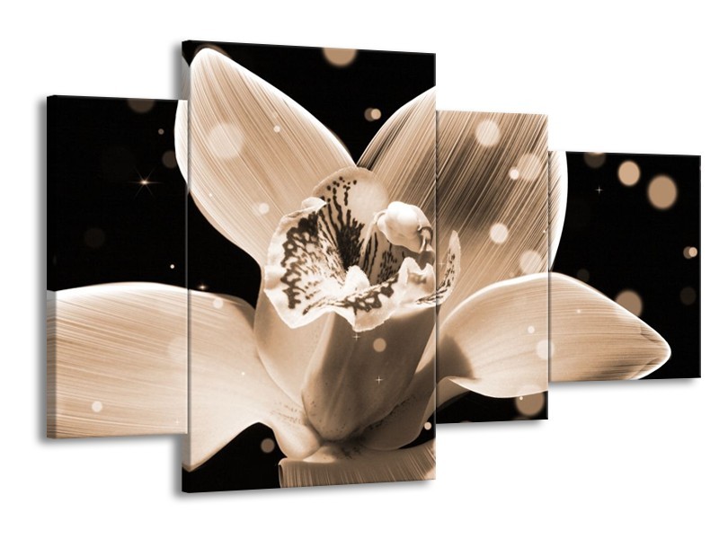 Glas schilderij Bloem | Grijs, Zwart | 120x75cm 4Luik