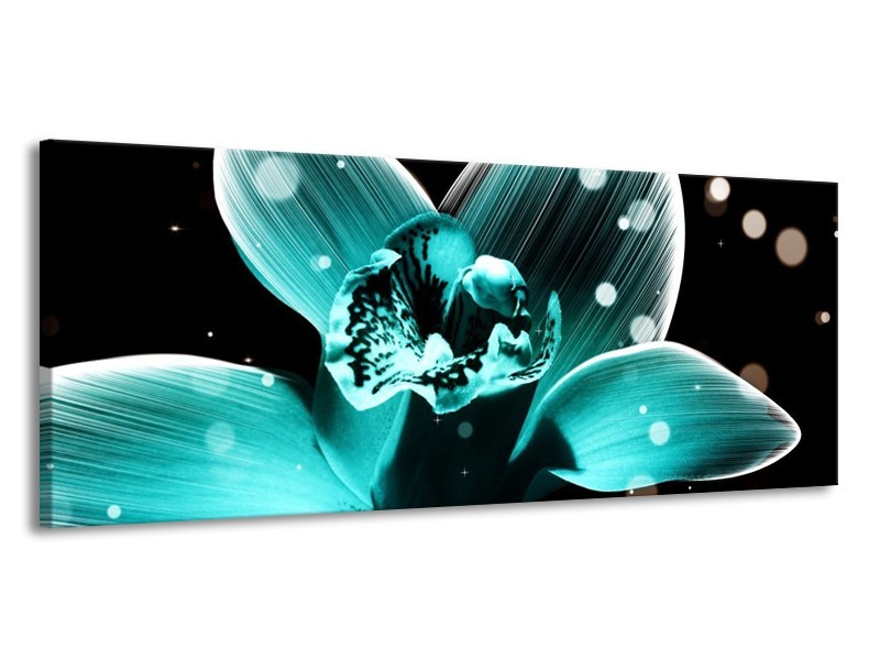 Canvas schilderij Bloem | Blauw, Zwart | 145x58cm 1Luik
