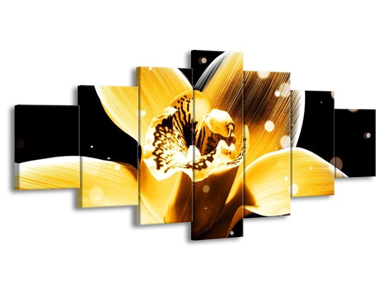 Canvas schilderij Bloem | Geel, Zwart | 210x100cm 7Luik