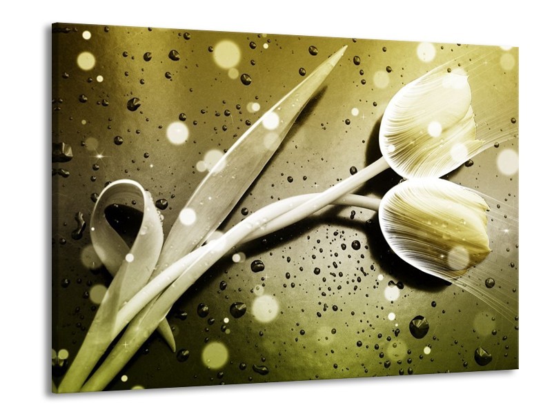 Canvas schilderij Tulp | Grijs, Wit | 100x70cm 1Luik