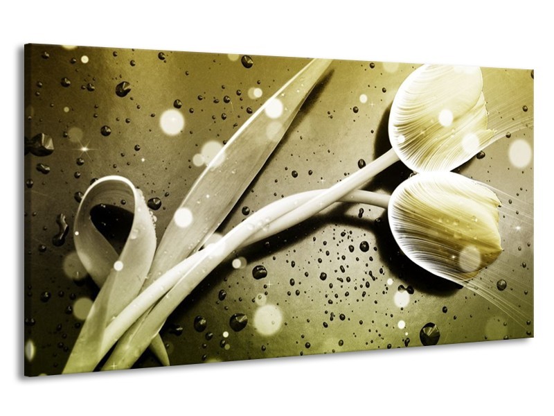 Canvas schilderij Tulp | Grijs, Wit | 190x100cm 1Luik