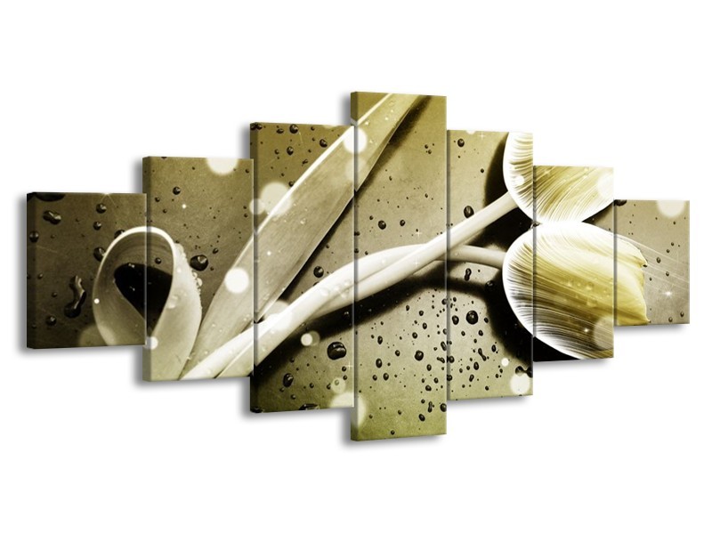 Canvas schilderij Tulp | Grijs, Wit | 210x100cm 7Luik