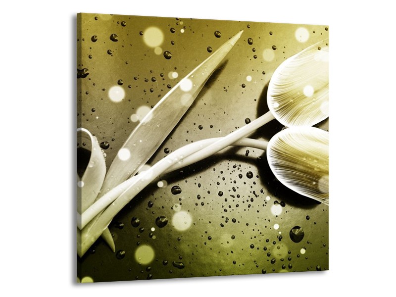 Canvas schilderij Tulp | Grijs, Wit | 50x50cm 1Luik