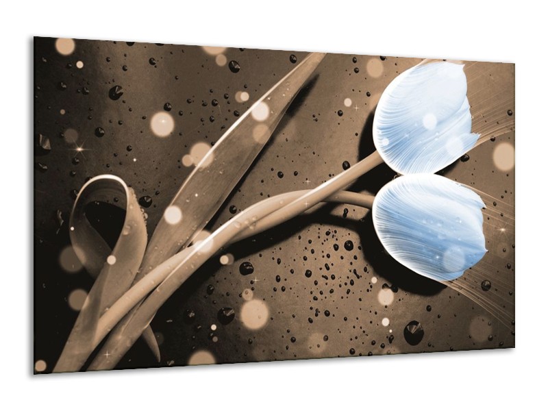 Canvas schilderij Tulp | Blauw, Grijs | 120x70cm 1Luik