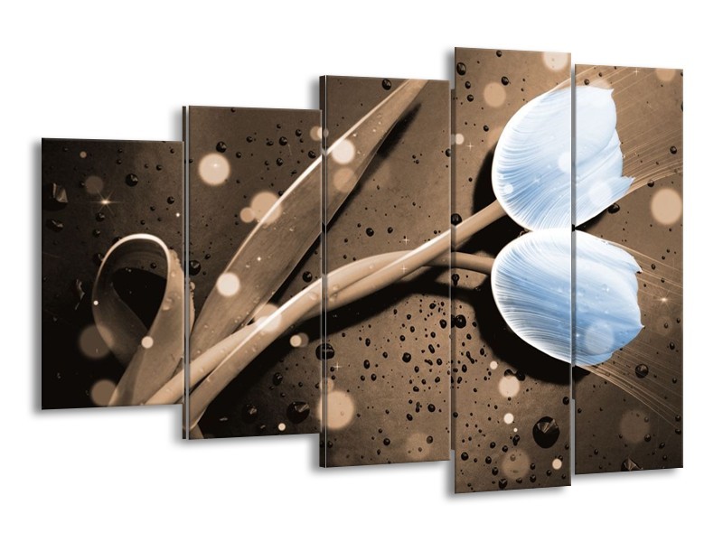 Canvas schilderij Tulp | Blauw, Grijs | 150x100cm 5Luik