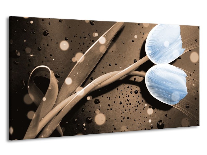 Canvas schilderij Tulp | Blauw, Grijs | 190x100cm 1Luik