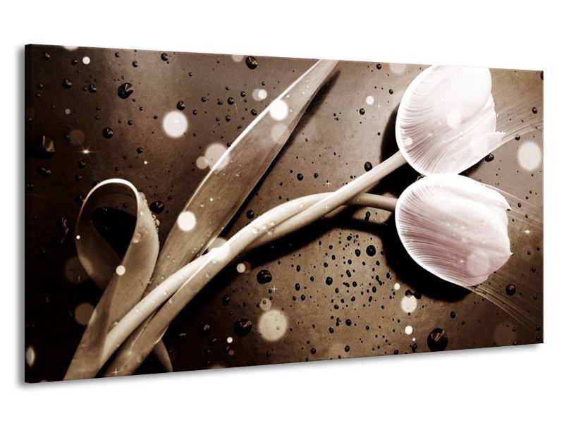 Canvas schilderij Tulp | Wit, Grijs | 190x100cm 1Luik