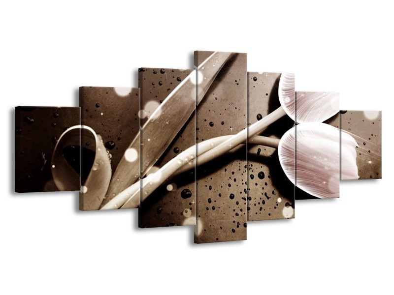 Canvas schilderij Tulp | Wit, Grijs | 210x100cm 7Luik