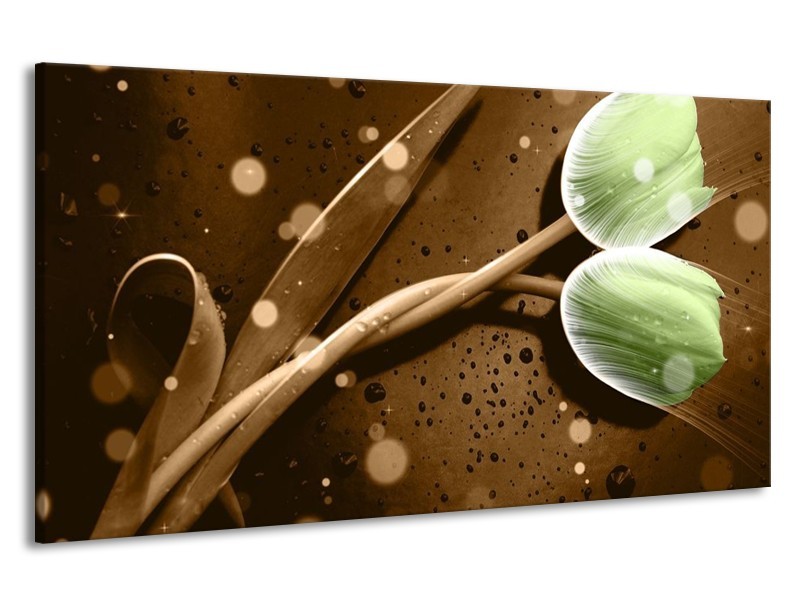 Canvas schilderij Tulp | Groen, Bruin | 190x100cm 1Luik