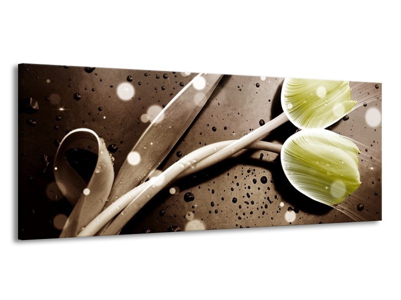 Canvas schilderij Tulp | Geel, Grijs | 145x58cm 1Luik