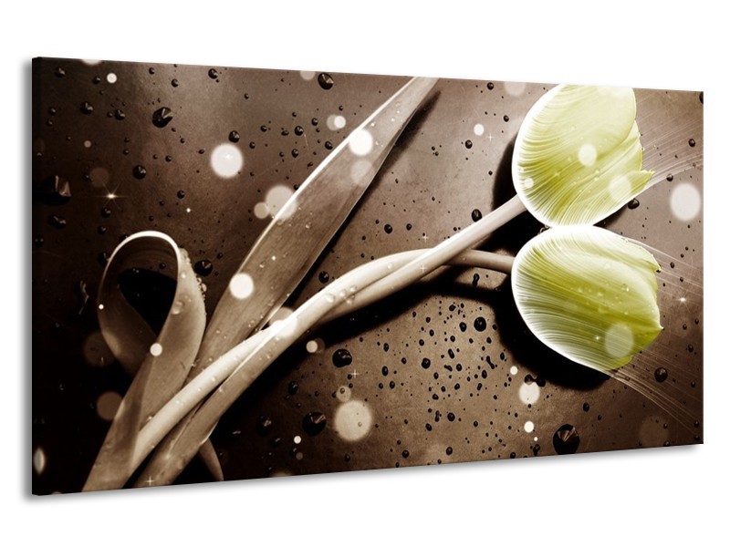 Canvas schilderij Tulp | Geel, Grijs | 190x100cm 1Luik