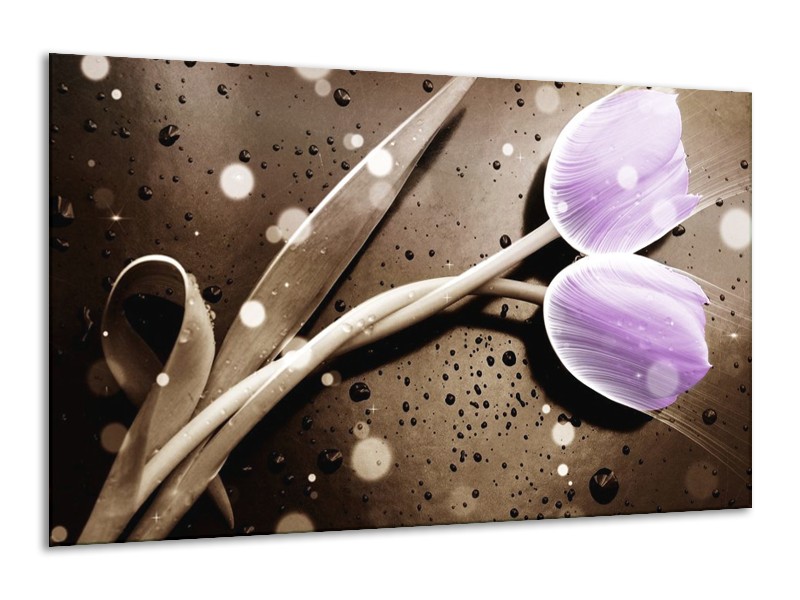 Canvas schilderij Tulp | Paars, Grijs | 120x70cm 1Luik