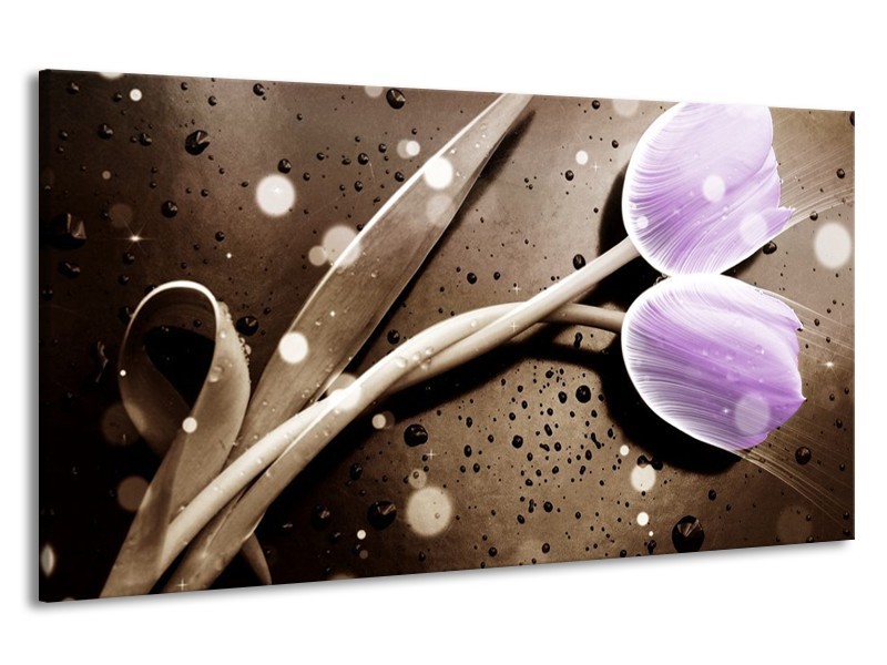 Canvas schilderij Tulp | Paars, Grijs | 190x100cm 1Luik