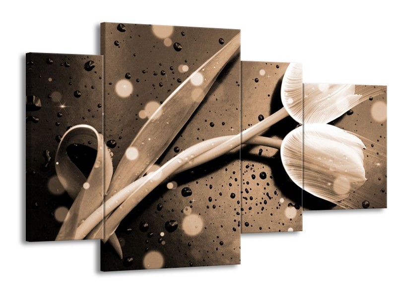 Glas schilderij Tulp | Grijs, Wit | 120x75cm 4Luik