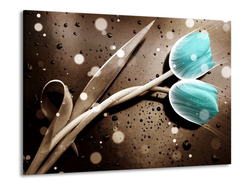 Canvas schilderij Tulp | Blauw, Grijs | 100x70cm 1Luik