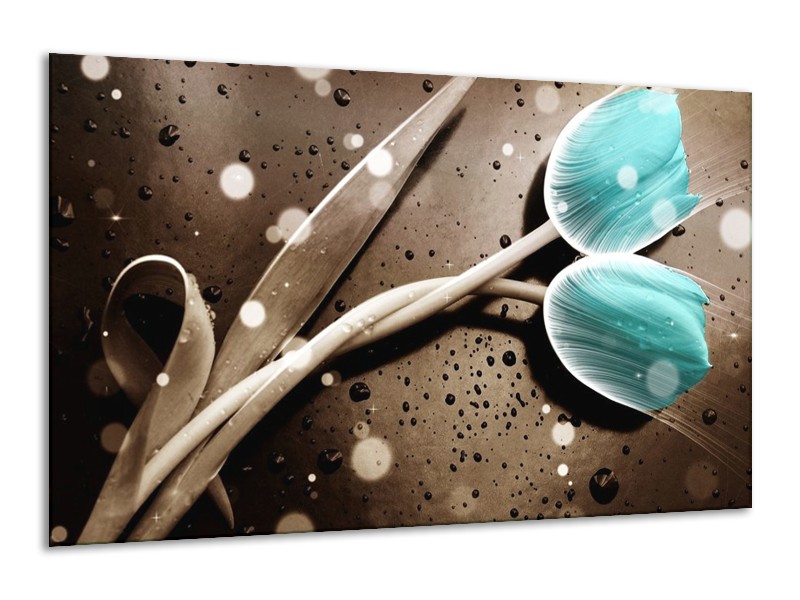 Canvas schilderij Tulp | Blauw, Grijs | 120x70cm 1Luik