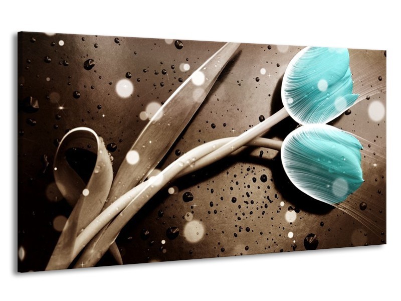 Canvas schilderij Tulp | Blauw, Grijs | 190x100cm 1Luik