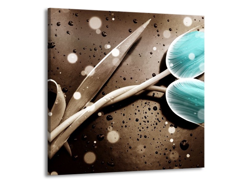 Canvas schilderij Tulp | Blauw, Grijs | 50x50cm 1Luik