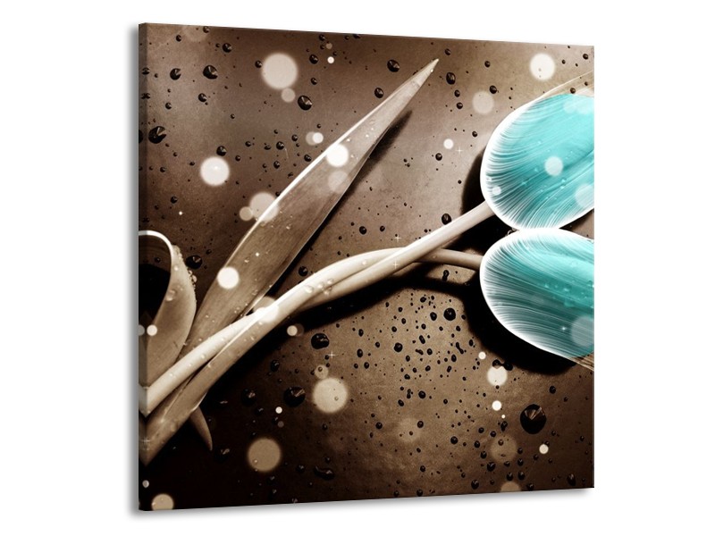 Canvas schilderij Tulp | Blauw, Grijs | 70x70cm 1Luik