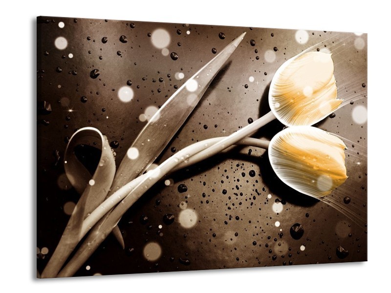 Canvas schilderij Tulp | Geel, Grijs | 100x70cm 1Luik