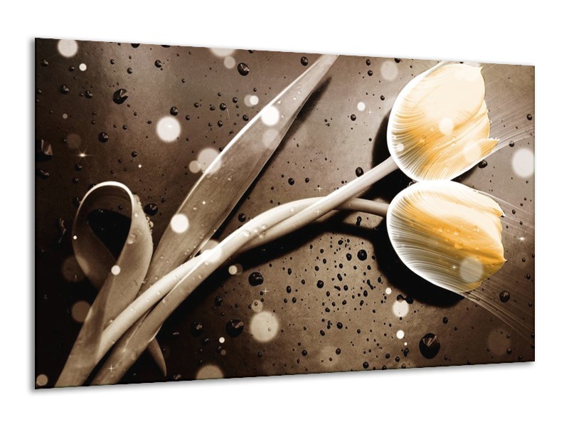 Canvas schilderij Tulp | Geel, Grijs | 120x70cm 1Luik