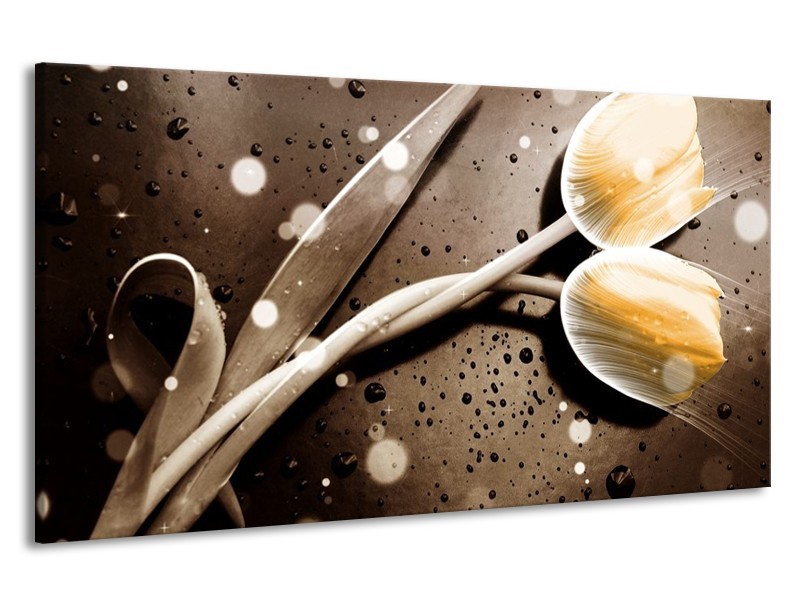 Canvas schilderij Tulp | Geel, Grijs | 190x100cm 1Luik