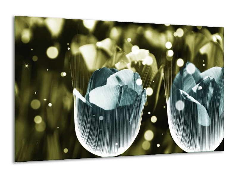 Canvas schilderij Tulp | Blauw, Grijs | 120x70cm 1Luik