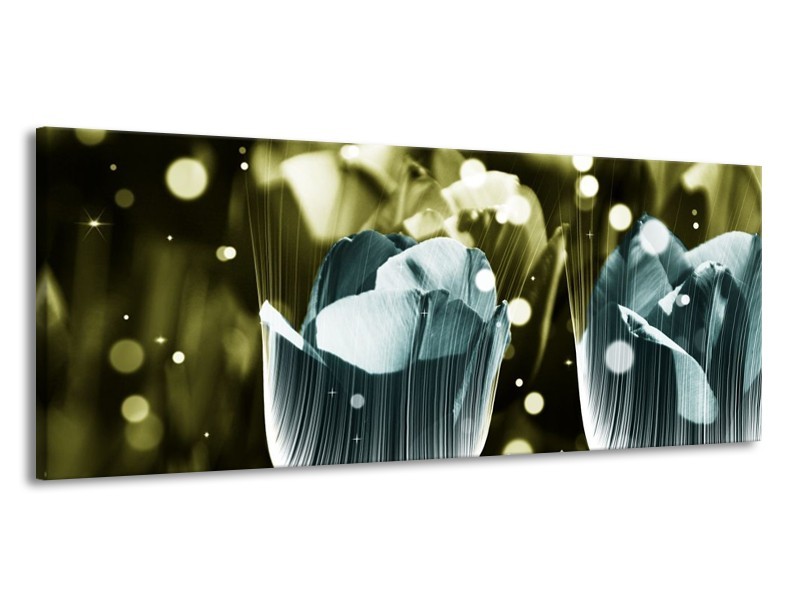 Canvas schilderij Tulp | Blauw, Grijs | 145x58cm 1Luik