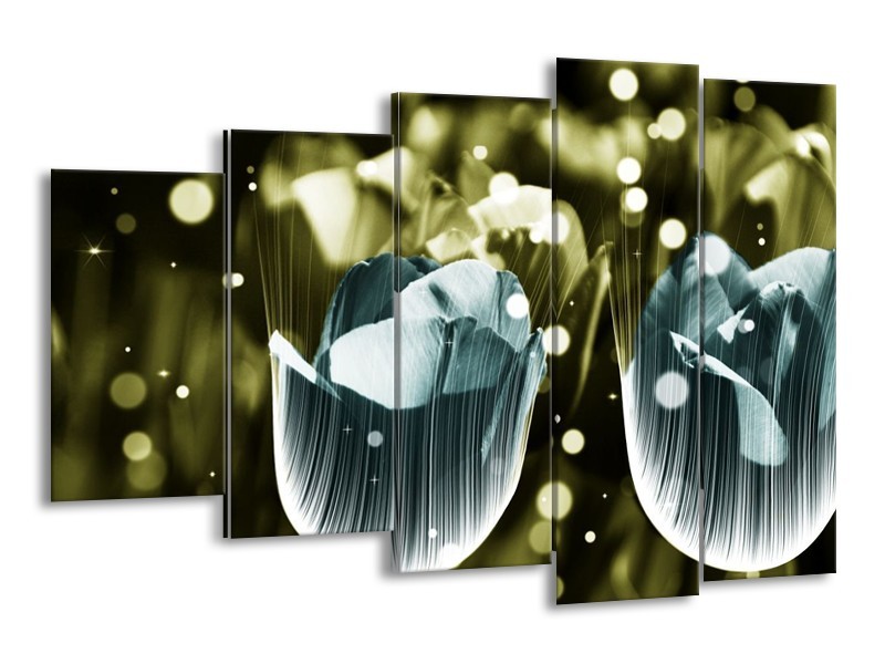 Canvas schilderij Tulp | Blauw, Grijs | 150x100cm 5Luik