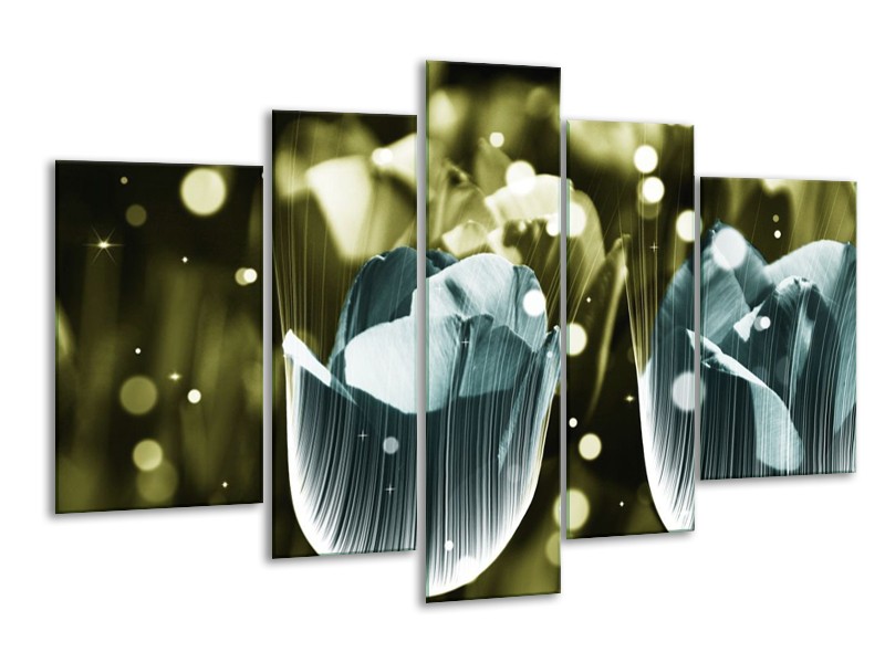 Canvas schilderij Tulp | Blauw, Grijs | 170x100cm 5Luik